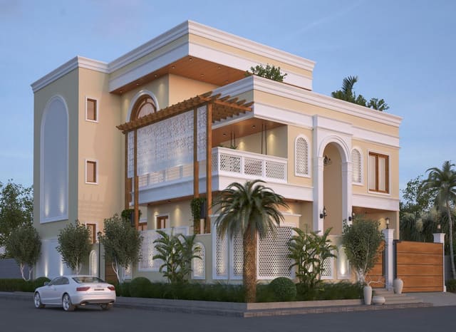 Private residence with classical elevation