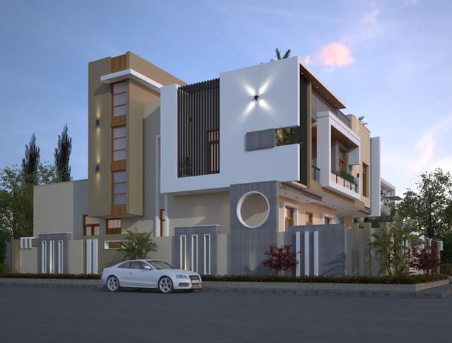 Private residence with contemporary elevation