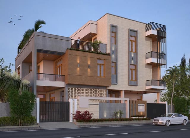 Private residence with modern elevation